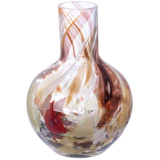 GILDE GLAS art Deko Vase Blumenvase - Glasvase aus Farbglas - Deko Wohnzimmer Geschenk für Frauen Höhe 21 cm Braun Rot