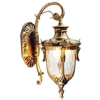 Kairry Außenwandleuchten Aussen Wand Lampe Landhaus Bronze Golden Aluminium Antik Retro E27 Nordisch Alt Aussenwandlampe Led Vintage Rustikal Außenlampe Glas Wandleuchte Schutz Bewertung: IP42