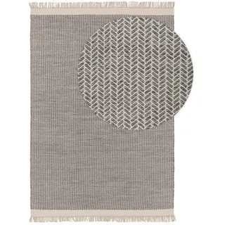 benuta Kunstloft Teppich, Grau, Textil, Grafikmuster, Rechteckig, 160x1 cm, Gots, pflegeleicht, Teppiche & Böden, Teppiche, Naturteppiche