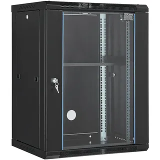 Vevor 15U Serverschrank zur Wandmontage, 500 lbs Max. Tragkraft am Boden, Netzwerk-Rack-Gehäuse mit Lenkrollen, abschließbarer Tür aus gehärtetem Glas, Q235 Kohlenstoffstahl für IT-Ausrüstung A/V-Geräte
