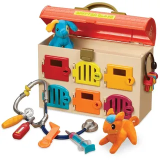 B. toys Critter Clinic, Tierarzt-Spielset mit 6 Räumen und Zubehör | Tragbare Tierklinik mit 6 Räumen, 2 Plüschtieren, 5 Werkzeugen und Schlüsseln für Rollenspiel und Haustierpflege, 2+ Jahre