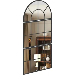 Bogenförmiger Wandspiegel, Fensterförmiger Wandspiegel, 3-teiliges Set, Metallrahmen, 76 X 43 Cm, Schwarz
