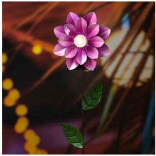 MARELIDA LED Solarleuchte LED Solar Gartenstecker Blume Garten Balkon Blumenstecker lila Flower, LED Classic, warmweiß (2100K bis 3000K) rosa