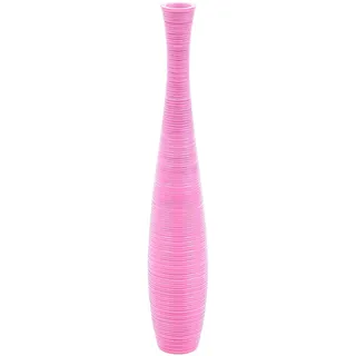 Leewadee Große Deko Bodenvase Für Dekozweige, Hohe Standvase Für Pampasgras, Design Holzvase, 70 cm, Pink