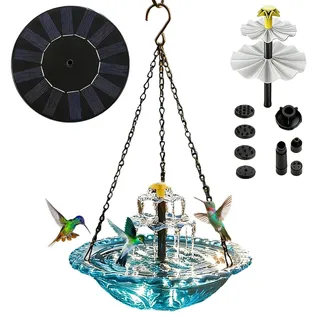 Generisch Solar Kaskaden Hänge Vogelbad 1 Eisenkette Wasserpumpe Sonnenblumenwasserspender 8 Wasserspenderzubehör 23.5 X 23.5 X 5.5 cm Solar Vogeltränke Vogeltränke Mit Solars Garten Hof