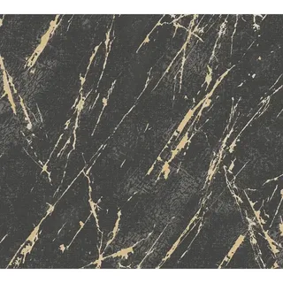 A.S. Création Vliestapete mit Marmoroptik Schwarz/Gold 10 m x 0,64 m 393362