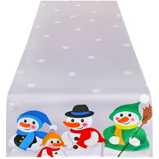 WEIHNACHTEN - TISCHLÄUFER BUNT - SCHNEEMANN - WINTER - BEDRUCKT - 40x140cm