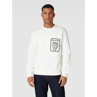 Sweatshirt mit Label-Print, Weiss, L