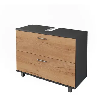 Vicco Waschbeckenunterschrank 2 Schubladen 80,2 x 60,8 cm Eiche/Anthrazit