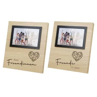 Gilde Fotorahmen (LED), rechteckig, Freunde", Schriftzug, MDF, naturfarben, VE ..."