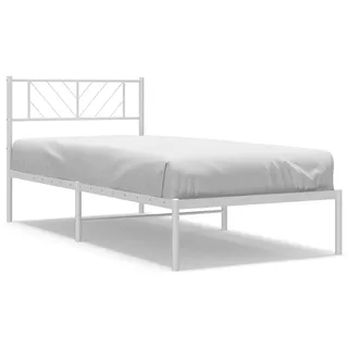 vidaXL Bettgestell mit Kopfteil Metall Weiß 90x200 cm Modell 171883552