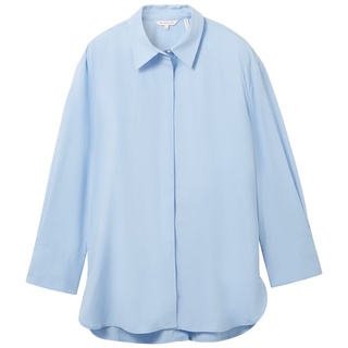 TOM TAILOR Damen Unifarbene Bluse mit TENCEL(TM) Lyocell, blau, Uni, Gr. 36