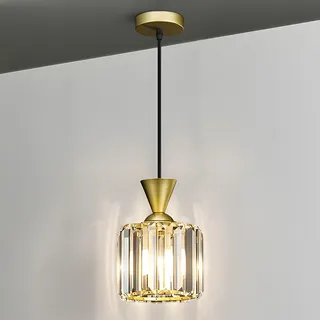 NIUNIAJ Pendelleuchte Modern Esstisch Hängelampe E27,1 Flammig Kristall Pendellampe Gold 150CM Max Höhenverstellbar Pendellampe für Wohnzimmer Schlafzimmer Küche Esszimmer (Ohne Leuchtmittel)
