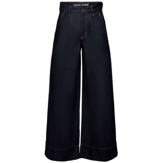 Esprit Weite Jeans Chino-Jeans mit Falten, hohem Bund und weitem Bein blau 34/32