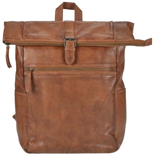 Bear Design Rucksack Leder Damen Herren Rolltop Daypack mit Notebookfach cognac CL40007-cognac