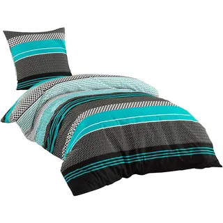 Sentidos Bettwäsche Set 135x200cm 4teilig %100 Baumwolle, Baumwolle, 2 teilig, mit Reißverschluss, geeignet für Winter oder Sommer beige