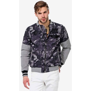 Cipo & Baxx Collegejacke in coolem Military-Style grau L
