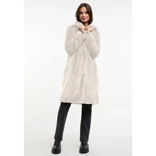 Fellimitatmantel FRIEDA & FREDDIES "Fake Fur Coat / Moon-river2", Damen, Gr. 46, beige (elfenbeinfarben), 100% Polyester, gemustert, casual, regular fit, Langarm, Mäntel, mit klassischem Design