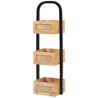 [en.casa] / Badezimmerregal Tervola 73x23x19 cm Schwarz/Bambus