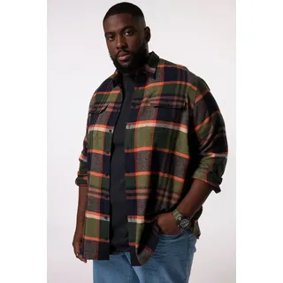 STHUGE Businesshemd STHUGE Overshirt Karoflanell Langarm oversized grau|grün XXL