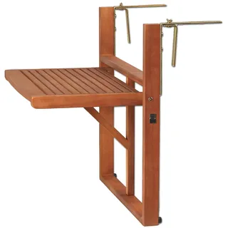 KHG Balkon-Klapptisch aus Eukalyptus-Holz für Terrasse oder Balkon zum Hängen, rechteckig 60x40cm, geölt, klappbar, wetterfest, UV-beständig, platzsparend