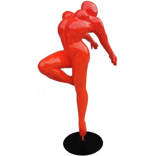 Casa Padrino Luxus Deko Skulptur Ballerina Tänzerin Rot / Schwarz 120 x 60 x H. 165 cm - Lebensgroße Deko Figur - XXL Deko Skulptur - XXL Deko Figur - Luxus Wohnzimmer & Garten Deko