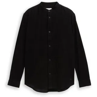 TOM TAILOR DENIM Herren Basic Fit Cordhemd, schwarz, Uni, Gr. M