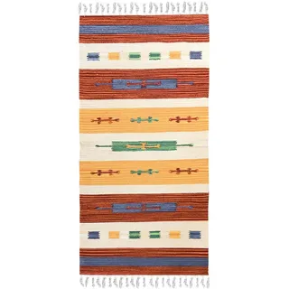 Pierre Tappeti Vielseitiger Kelim-Teppich 100% Baumwolle waschbar KELIM 04 60 x 240 cm Küchenläufer Läufer Flur Korridor