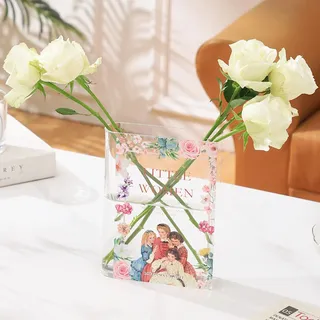 PORPAN Buchvase, Acryl, für Blumen, klare Vase für Schlafzimmer, Wohnzimmer, Bücherregal, Büro, Esstisch (Women)