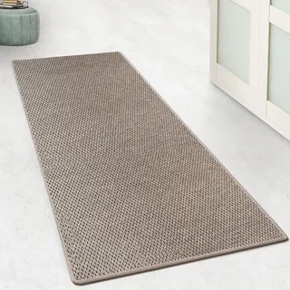 Floordirekt Küchenteppich Läufer 200x500cm für Küche, Flur, Schlaffzimmer & Wohnzimmer Bettvorleger rutschfest & waschbar in Sisal Optik - Flurteppich - Teppichläufer Meterware nach Maß Taupe Kalkutta