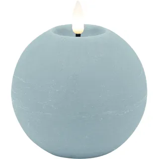 Candela Lights LED Kerzen 2er Set Ø10x8,5cm türkis rustic Kugelkerze Echtwachs mit Fernbedienung & Timerfunktion Flammenlose flackernde LED-Kerze mehrstufig dimmbar