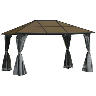 Outsunny Pavillon mit Polycarbonatdach 3 x 4 m dunkelgrau