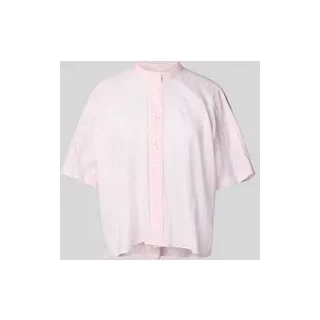 Relaxed Fit Hemdbluse mit Stehkragen, Rosa, S
