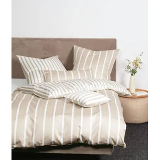 JANINE Modern Classic Wendebettwäsche unifarben Baumwolle Braun 155 x 220 cm + 80 x 80 cm