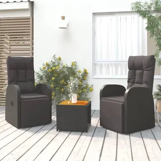 vidaXL Garten-Lounge-Set 3-tlg. schwarz Akazie