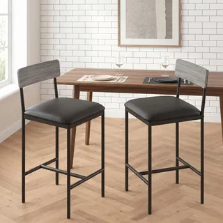 Koioplie Komfortable Barhocker 2er Set – Gepolsterte Küchen- und Esszimmerstühle mit Rückenlehne & Fußstütze, Stabiler Metallrahmen, 65 cm Sitzhöhe, platzsparend, einfache Montage, ideal für