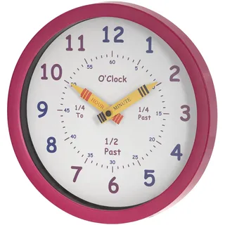 Unity 25 cm Henley Kinder-Wanduhr „Learn The Time“, Rosa, 25 cm
