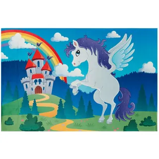 Ben'n'jen Kinderteppich Zauberwelt, Blau, Hellblau, Textil, Pferd, rechteckig, 100x160 cm, Oeko-Tex® Standard 100, für Fußbodenheizung geeignet, rutschfest, Teppiche & Böden, Teppiche, Teppich Kinderzimmer