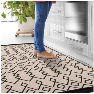 Jimri Teppich Kelim Teppich Wohnzimmer Schlafzimmer Küche, Badezimmer Läufer Flur, Rechteckig, Wendeteppich beige|schwarz Rechteckig | 80 cm x 150 cm