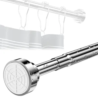 Newaner Duschvorhangstange Ohne Bohren, Teleskopstange zum Klemmen für Türrahmen Gardine, Duschstangen Badewanne, Kleiderstange Schrank Ausziehbar und Klemmbar, 50-85cm, Edelstahl, Glänzend, Silber