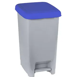 Treteimer Orgavente SLIM Tretmülleimer grau-blau 60 L Abfalleimer mit Beutelhalter aus Kunststoff, HACCP-konform
