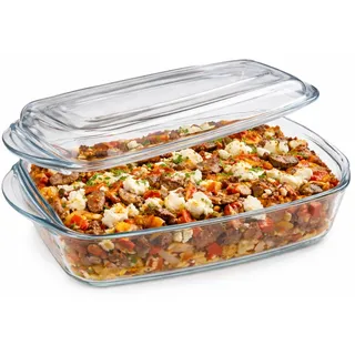 Mambocat Auflaufform 1,8L rechteckig 1,8L Transparent/Weiß