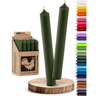 Stabkerzen 10 Stück Tafelkerzen durchgehend gefärbt Spitzkerzen für die Tisch-Deko zur Hochzeit Weihnachten & Party Farbe: Oliv-Grün/Olive Höhe:18cm