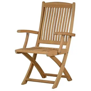 Kai Wiechmann Gartenstuhl Teak Klappstuhl mit Armlehnen, Gartenklappstuhl aus massivem Teakholz, robuster Teak Balkonstuhl mit ergonomischer Form