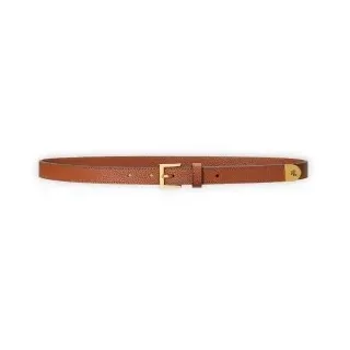 Lauren Ralph Lauren für Damen. 412912036001 Schmaler Gürtel aus braunem genarbtem Leder (S), Lässig