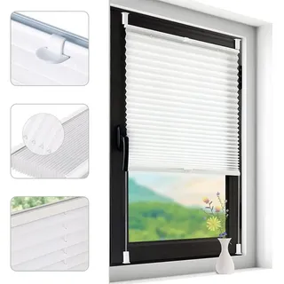 HEYHIPPO Plissee Plissee Klemmfix 120 cm hoch – ohne Bohren, weiß – 50-70 cm breit, Klemmfix Plissee, Inklusive Montagematerial, Plissee ohne Bohren–faltbarer Sicht & Sonnenschutz für Fenster & Türen 60 cm