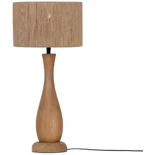 TRIO Leuchten LED Nachttischlampe, Dimmfunktion, LED wechselbar, warmweiß, groß-e Boho Tischlampe besondere Holz-lampe mit Holzfuß, Höhe 54cm beige