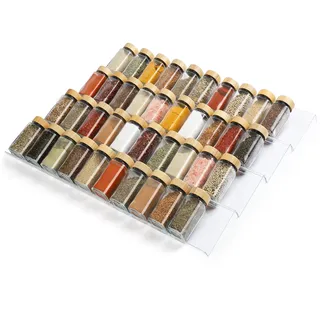 Suneerplay Gewürz-Schubladen-Organizer, 8 Ebenen, Acryl, Gewürz-Organizer, transparentes Gewürzregal, Küchen-Gewürzgläser, Schubladen, Einsatz (Gläser nicht im Lieferumfang enthalten/erweiterbar von