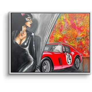 DOTCOMCANVAS® Leinwandbild GTO, Leinwandbild GTO Auto catwoman street art Pop Art rot schwarz quer