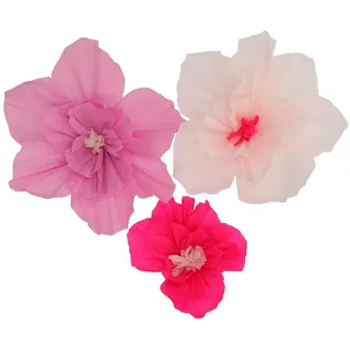 Folat 24316 Rosa Papier Party Dekorationen Tischdekoration - Blumen Set - Perfect Pink - 3 Stück - Hochzeits Party Dekorationen für Festival, Karneval, Geburtstag deko, Baby Shower Mädchen